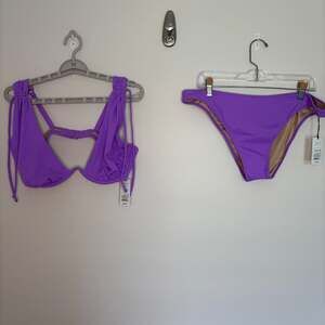 SHADE & SHORE NEW 2-Piece Bikini 38D Underwire Womens XL HIgh Leg Extra Cheeky